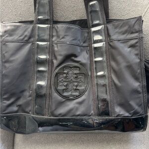 Tory Burch Black Patent Trim Tote